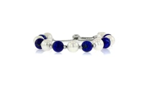 Lapis and 8-9mm Cultured Pearl Bolo Bracelet in Sterling Silver