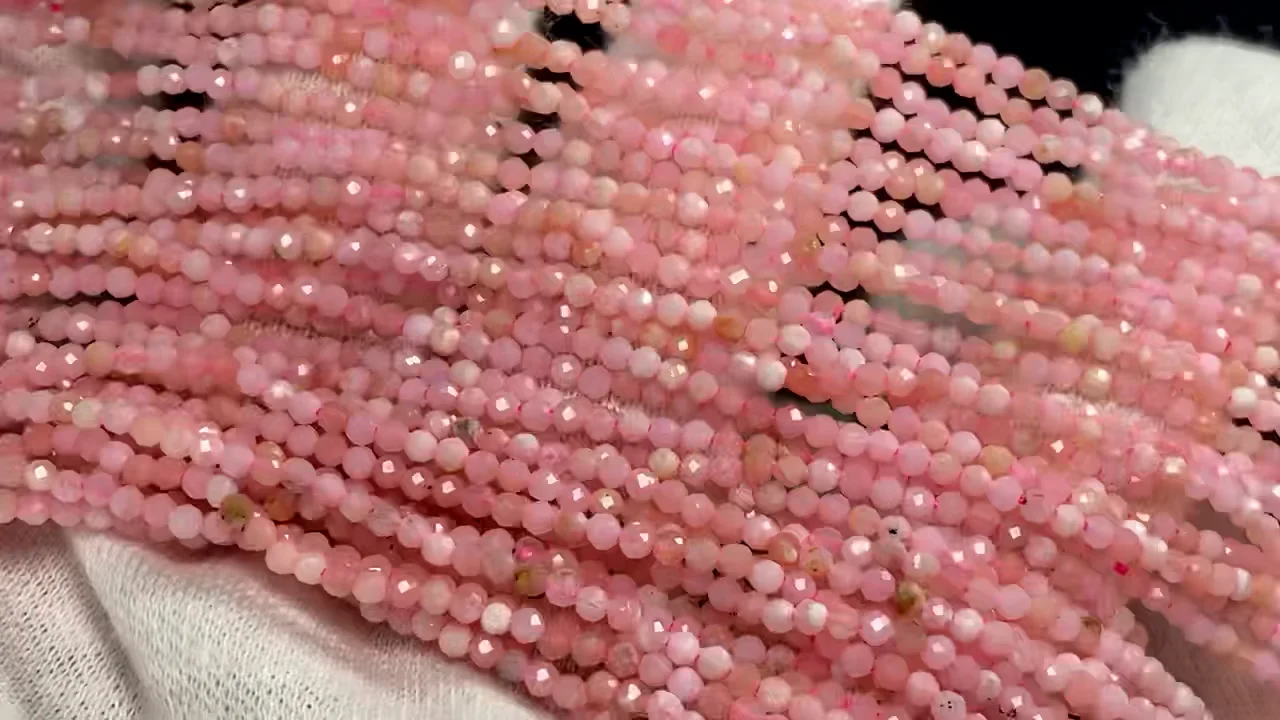 動画】【素晴らしい輝き】ピンクオパールAAA- 極小ラウンドカット2mm 1