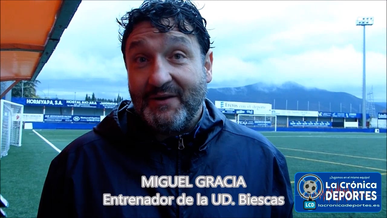 MIGUEL GARCÍA (Entrenador Biescas) UD Biescas 0-2 Santa Anastasia / Jornada 9 / 3ª División / Fuente YouTube Deporte Cantera