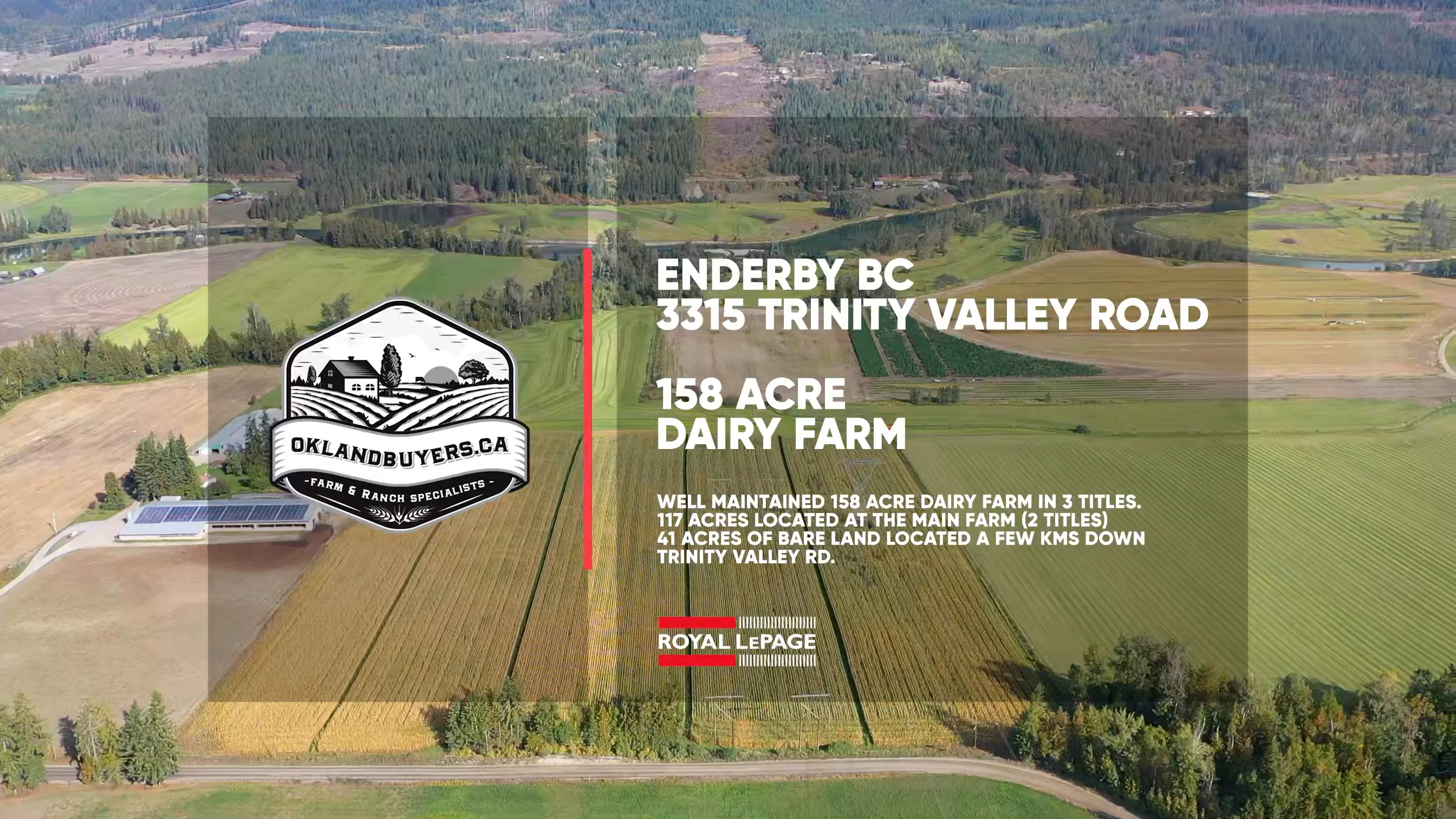 158 Acre Dairy Farm 3315 Trinity Valley Rd, Enderby BC on Vimeo