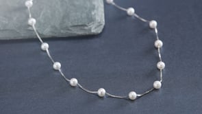 6-6.5mm Cultured Pearl Station Necklace in Sterling Silver