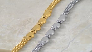 Italian Sterling Silver Heart Beaded Bracelet