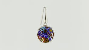 Glass Of Venice – Orecchini Pendenti In Vetro Di Murano Millefiori, Rotondi, Multicolore, Con Cornice E Gancio In Argento 925 – 10 Mm