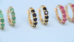 2.60 ct. t.w. Ruby, Emerald and Sapphire Jewelry Set Three Pairs of Huggie Hoop Earrings