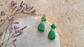 19.20 ct. t.w. Emerald Drop Earrings in 18kt Gold Over Sterling
