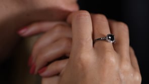 1.50 ct. t.w. Black and White Diamond Halo Ring in Sterling Silver
