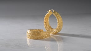 Italian 18kt Gold Over Sterling Openwork Hoop Earrings