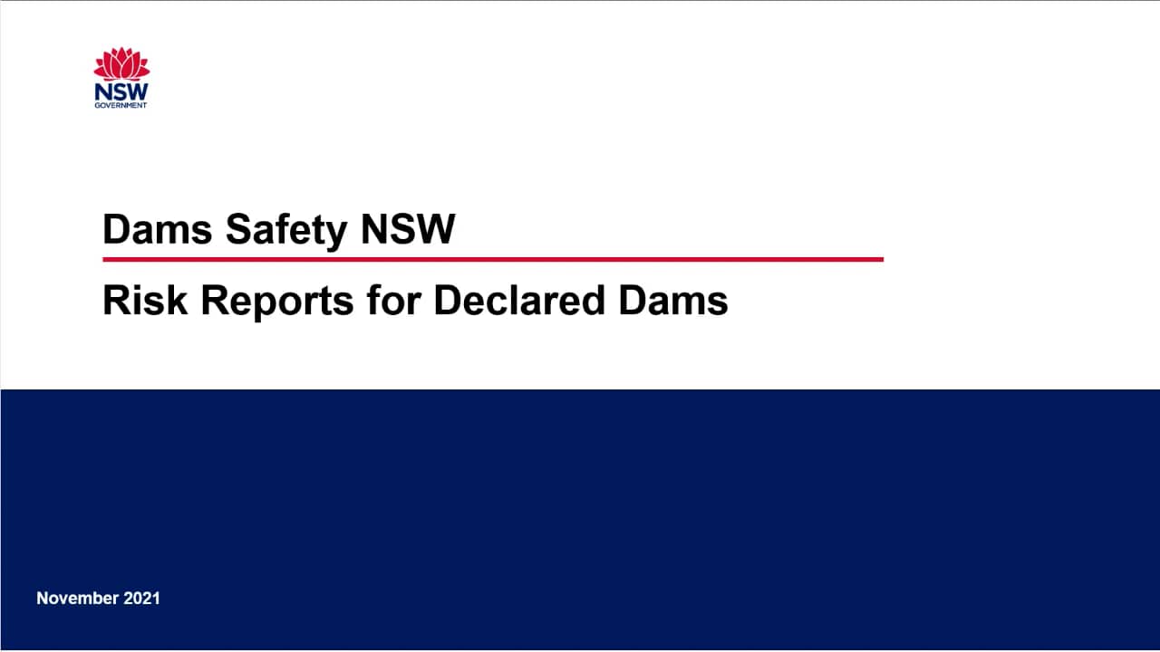 Dams Safety NSW Risk report for declared dams held 4 Nov 2021 on Vimeo