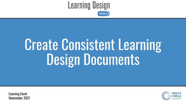 Creating Consistent Learning Design Documents