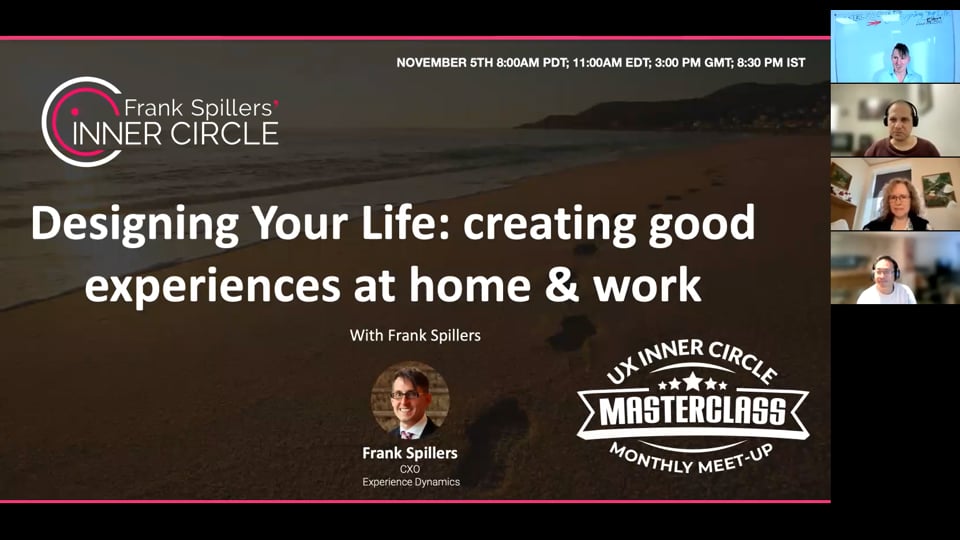 Designing your life Masterclass: creating good experiences at home & work