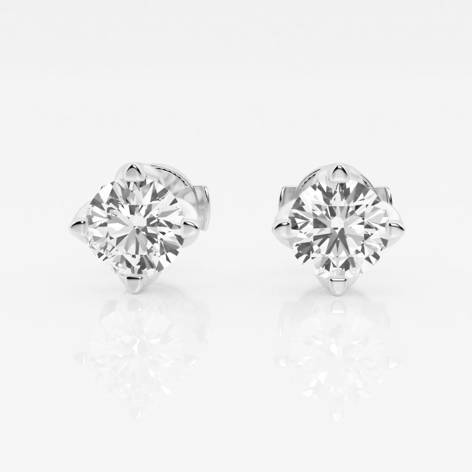 product video for 2 ctw Round G-H Lab Grown Diamond Flower Petal Solitaire Certified Stud Earrings
