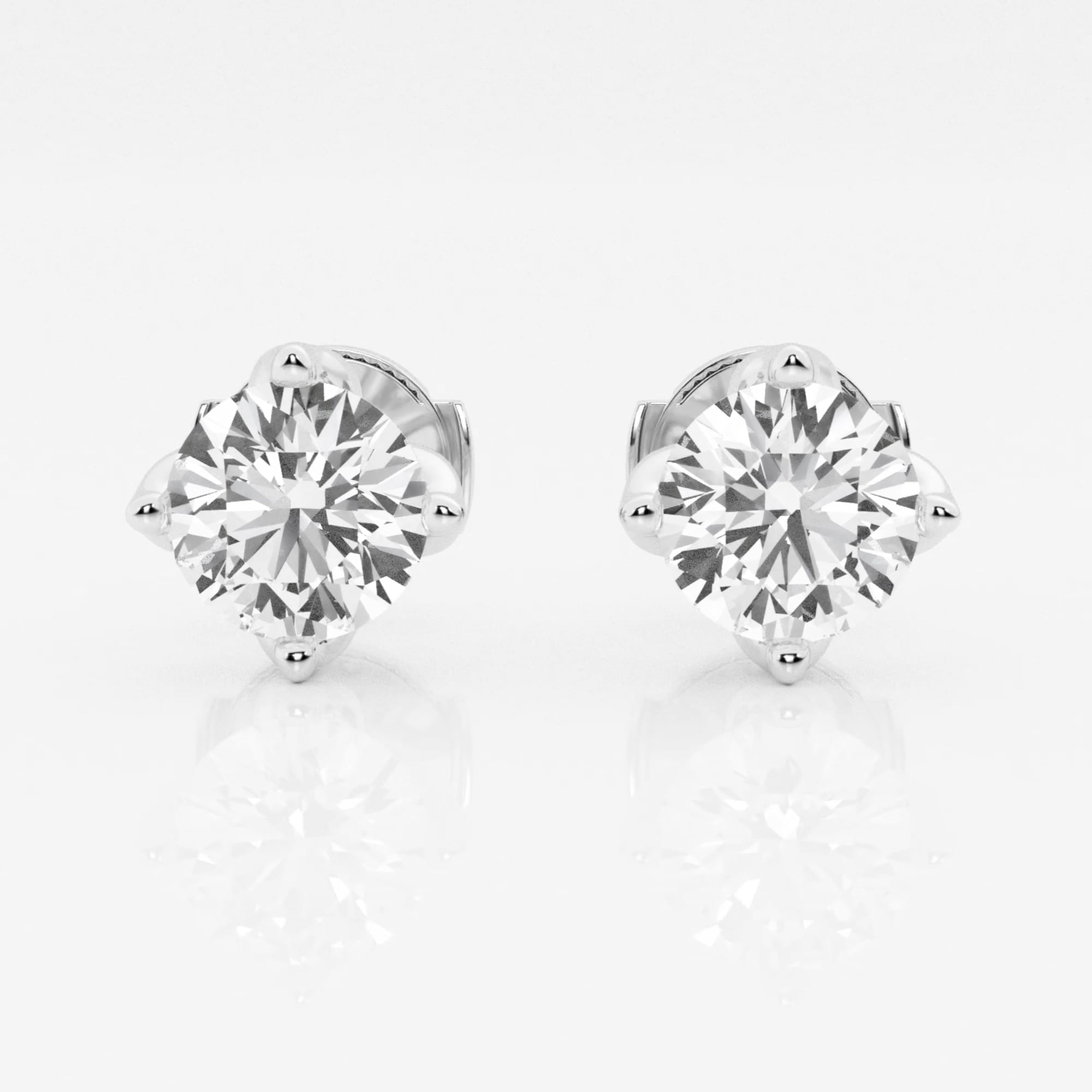 product video for 3 ctw Round G-H Lab Grown Diamond Flower Petal Solitaire Certified Stud Earrings