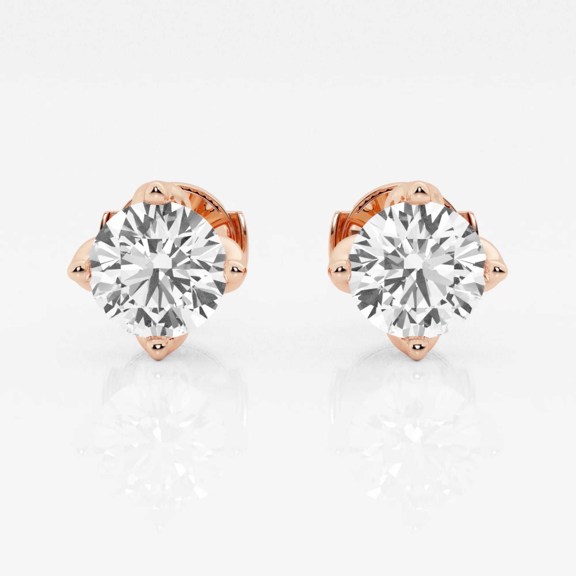 product video for 3 ctw Round E-F Lab Grown Diamond Flower Petal Solitaire Certified Stud Earrings