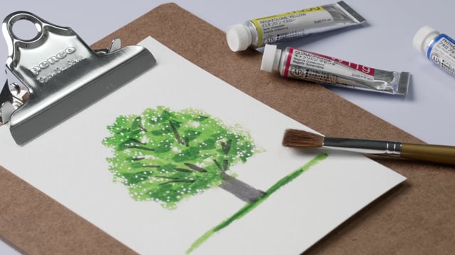 三色の絵の具で広がる 美しい空の水彩画 Lakit