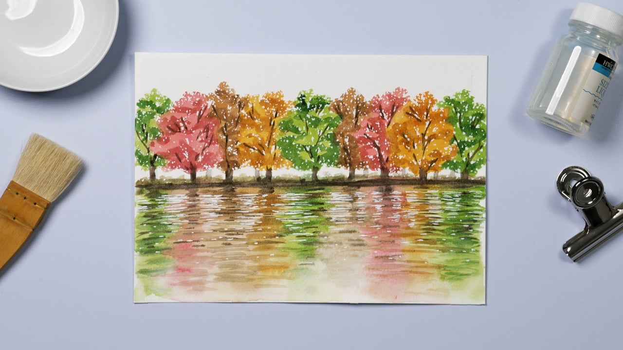 三色の絵の具で生み出す、豊かな樹木の水彩画 | Lakit