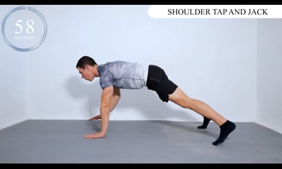 Shoulder Tap and Jack, V-UP+Hold, Side High Plank - Left, Side High Plank - Right, Hollow Rock with Hold