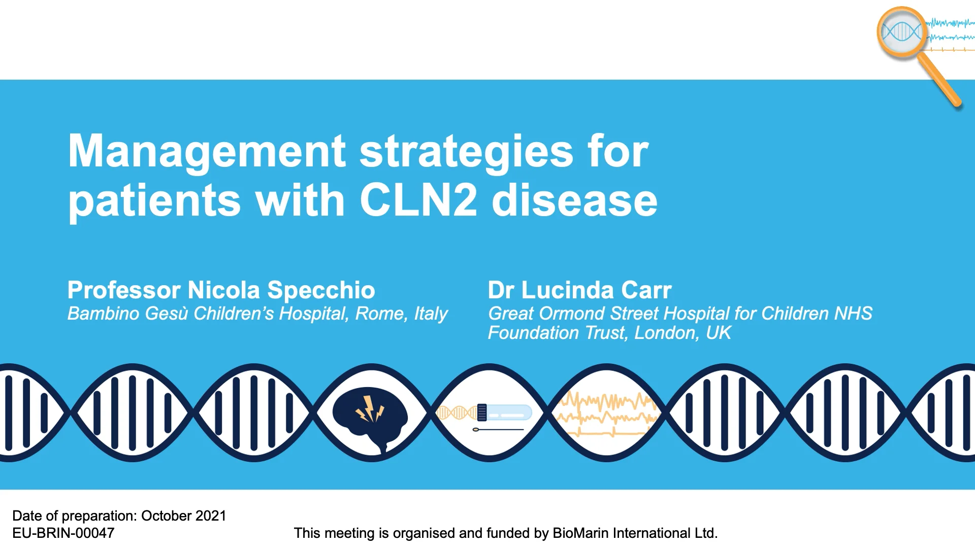 Management strategies for patients with CLN2 disease, presented by Prof. Nicola Specchio (IT