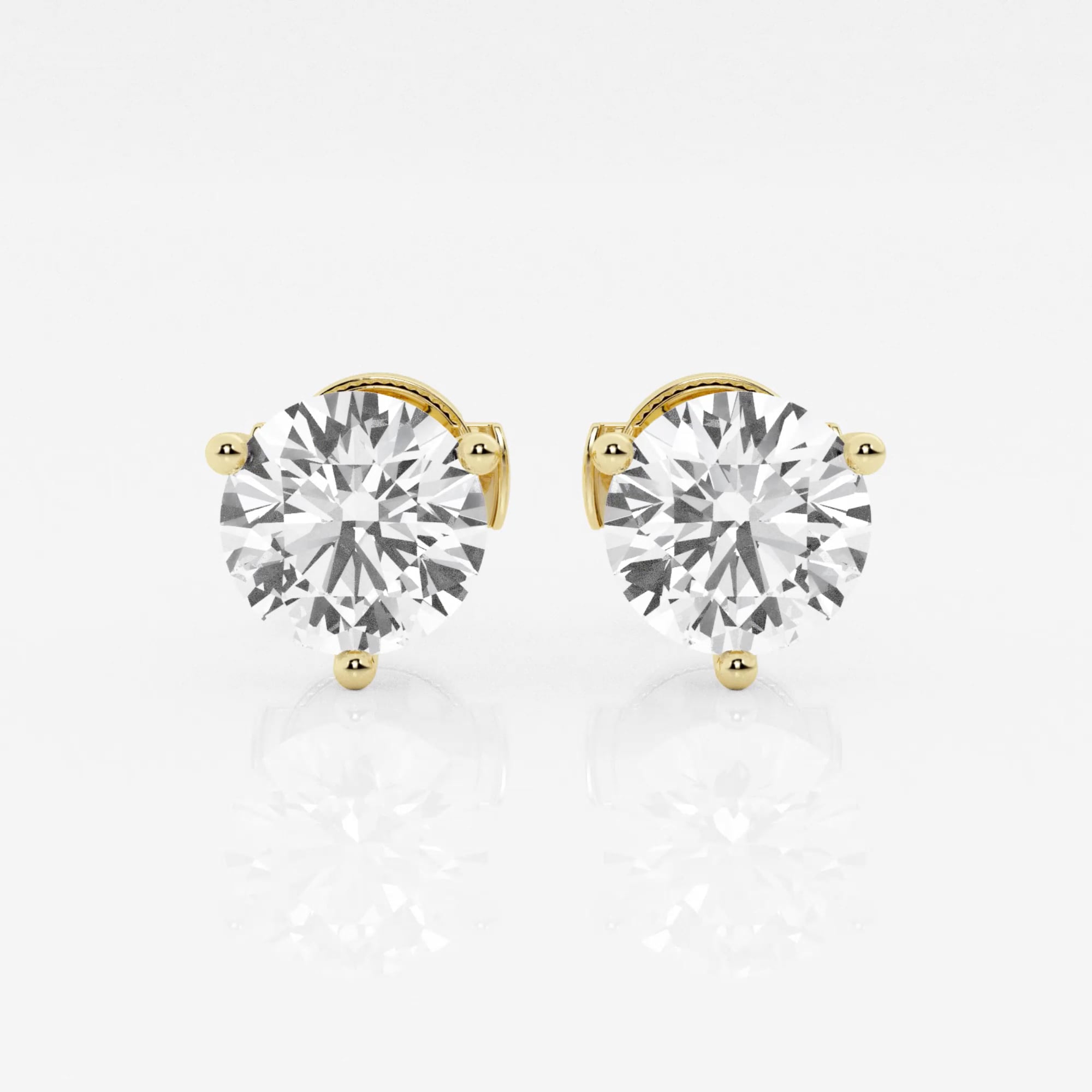 product video for 2 ctw Round Colorless Lab Grown Diamond Three Prong Martini Stud Earrings