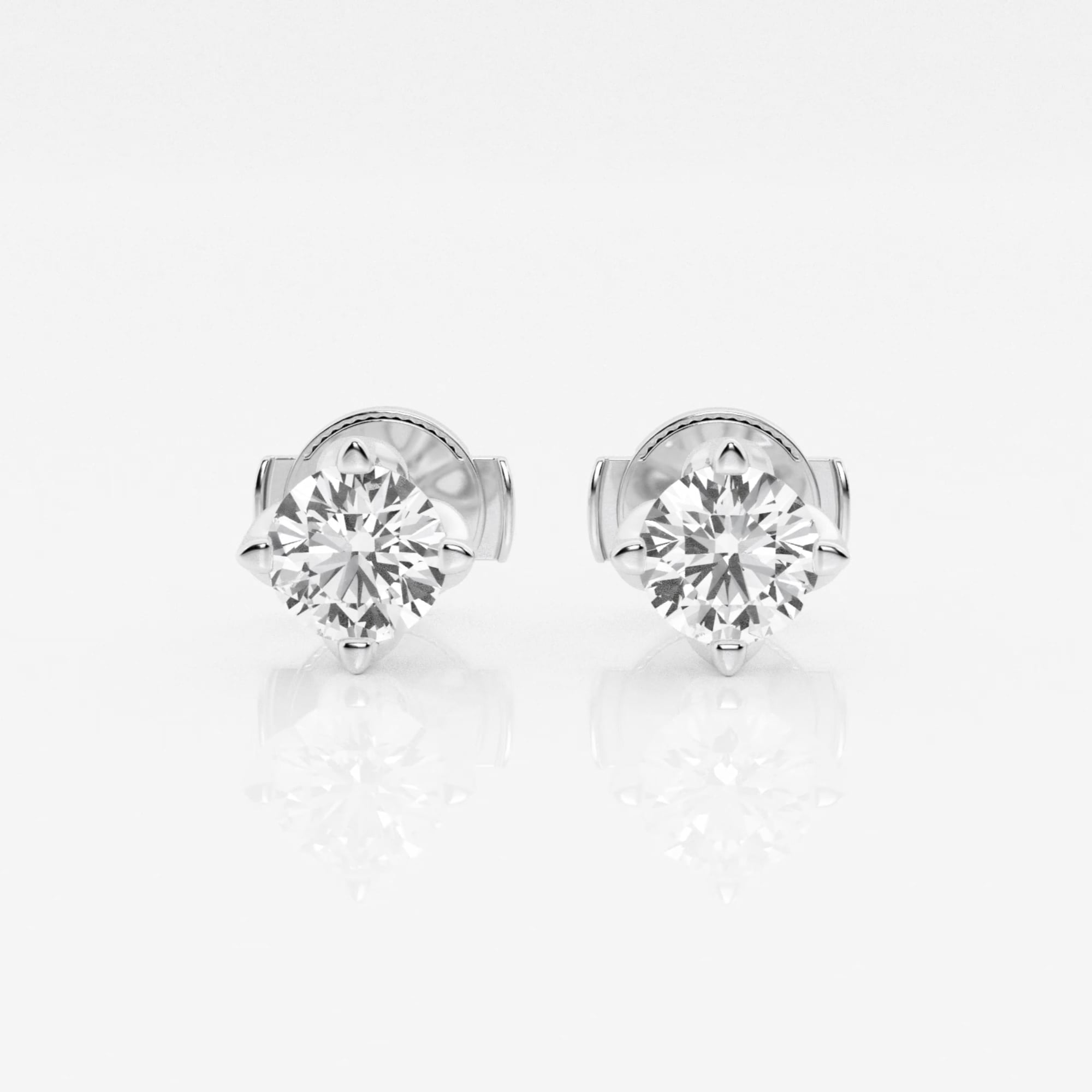 product video for 1 ctw Round G-H Lab Grown Diamond Flower Petal Solitaire Stud Earrings
