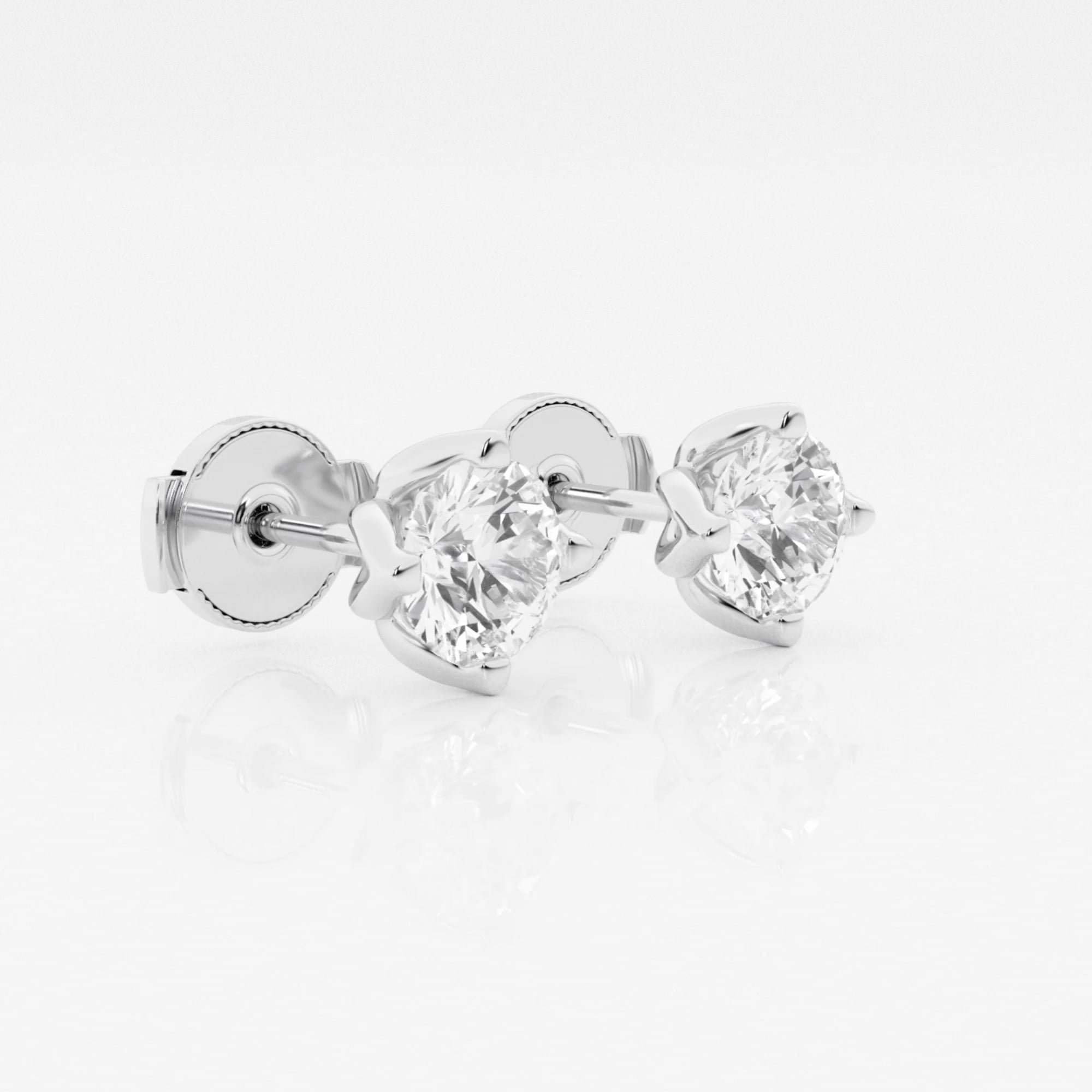 product video for 1 1/2 ctw Round E-F Lab Grown Diamond Flower Petal Solitaire Certified Stud Earrings