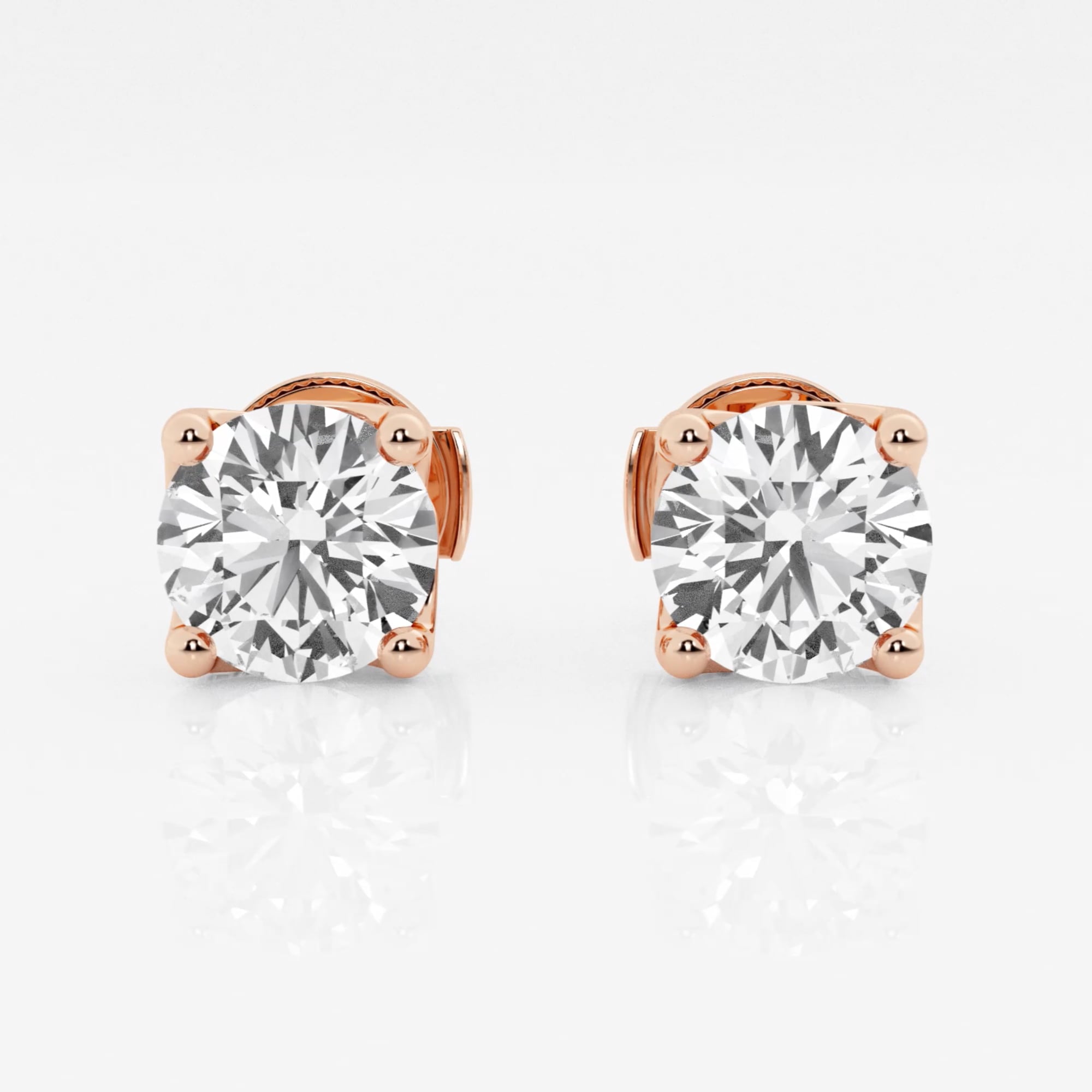 product video for 3 ctw Round E-F Lab Grown Diamond Twisted Floral Solitaire Certified Stud Earrings
