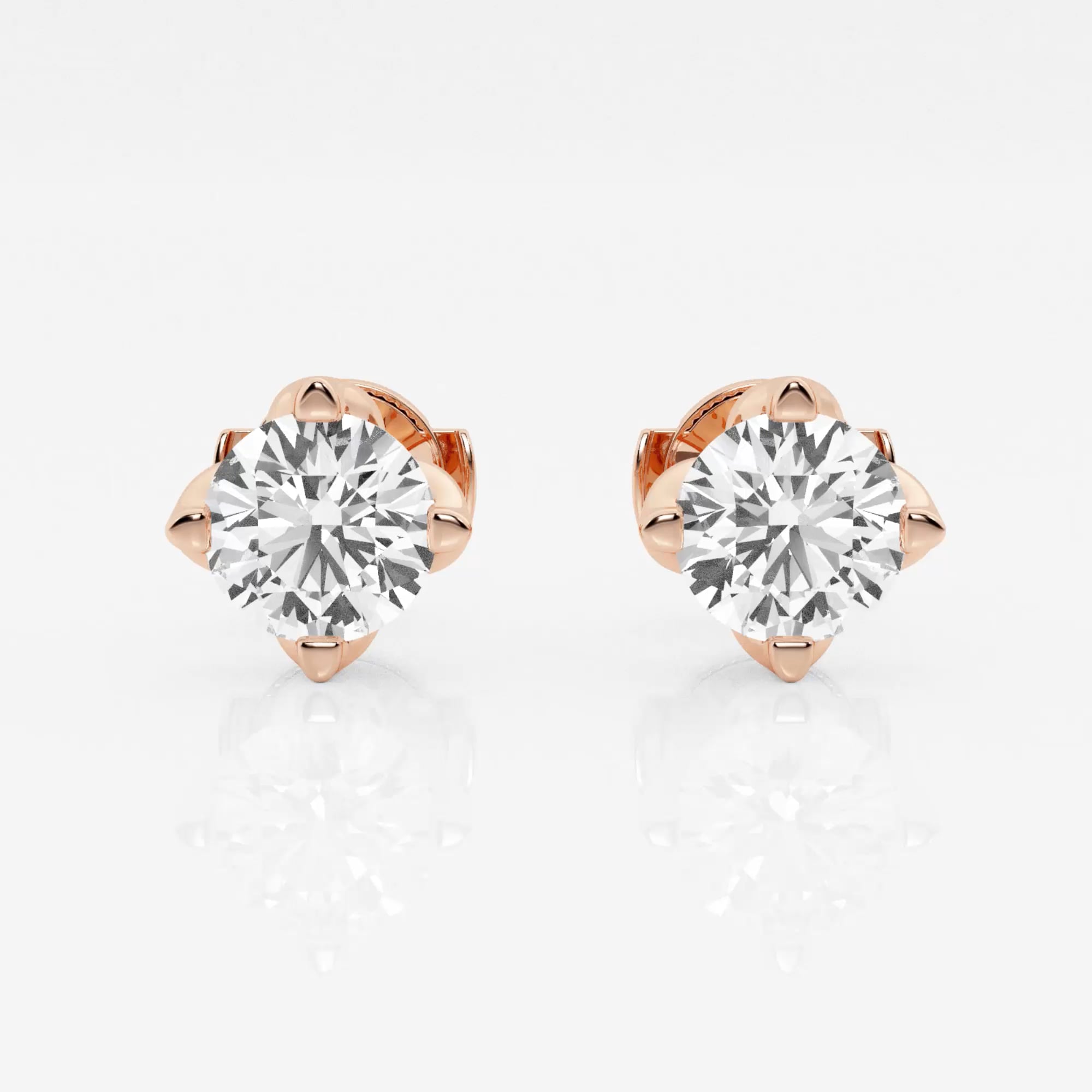 product video for 2 ctw Round G-H Lab Grown Diamond Flower Petal Solitaire Certified Stud Earrings