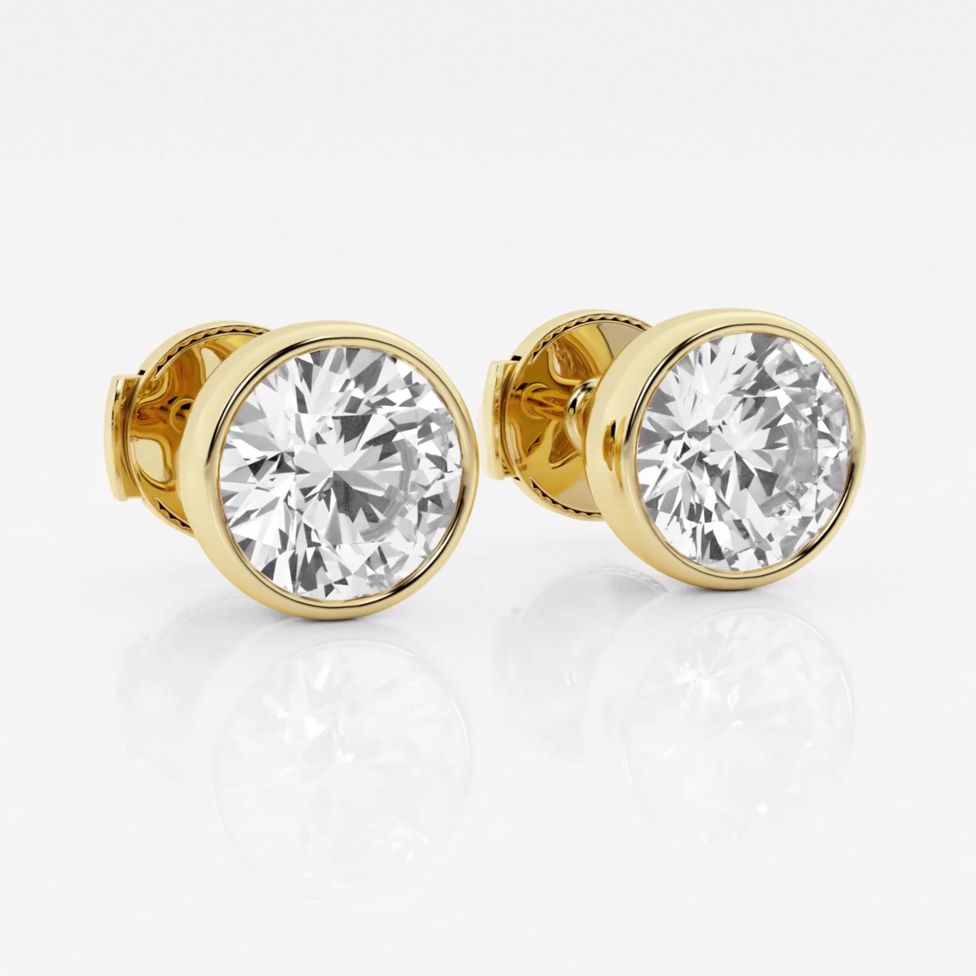 product video for 3 ctw Round Lab Grown Diamond Bezel Set Solitaire Certified Stud Earrings