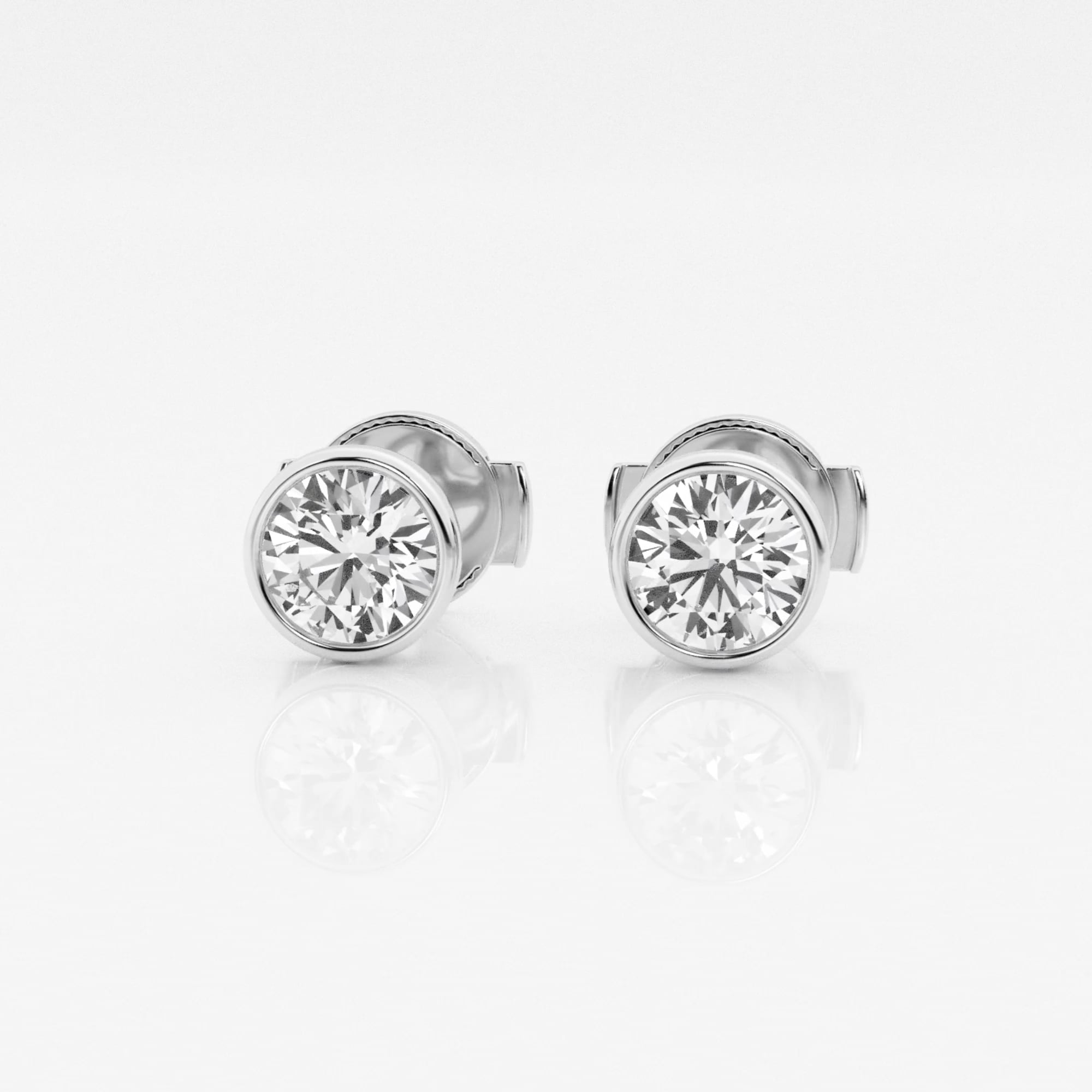 product video for 1 ctw Round Lab Grown Diamond Bezel Set Solitaire Stud Earrings