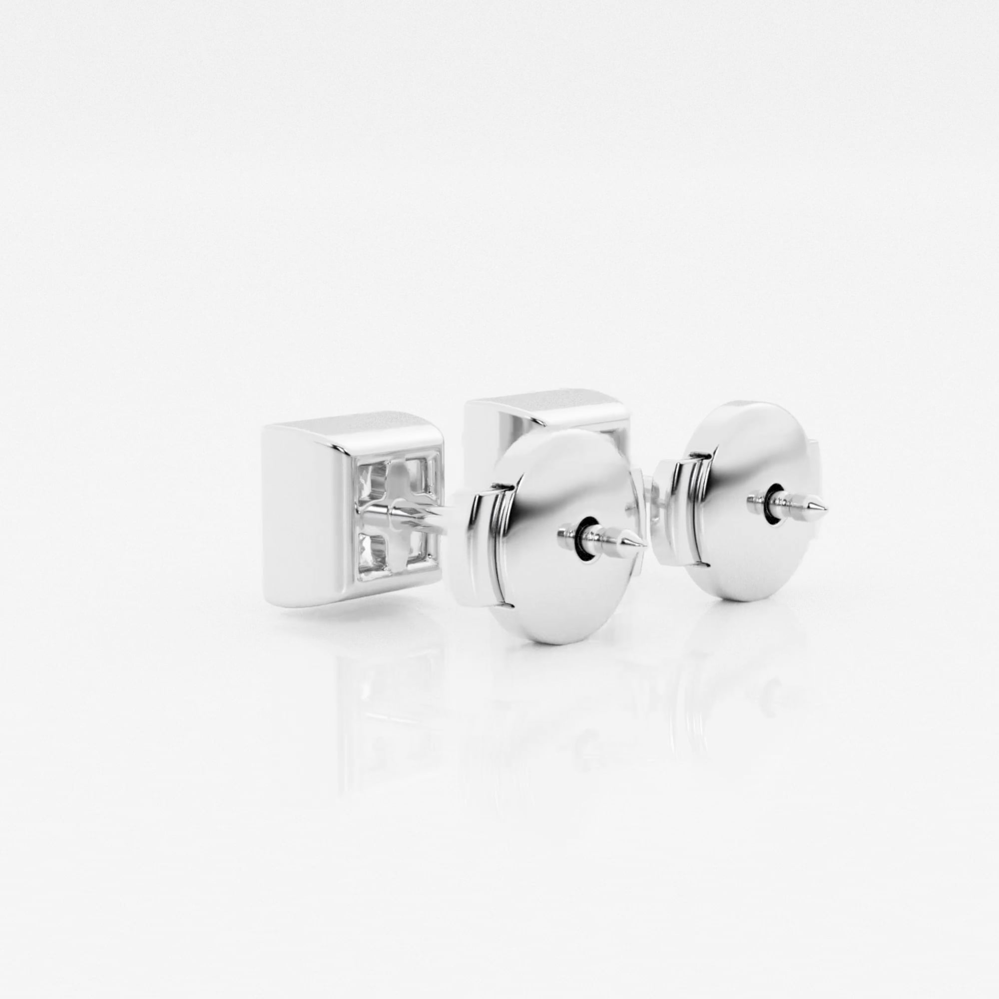 product video for 1 ctw Princess Lab Grown Diamond Bezel Set Solitaire Stud Earrings