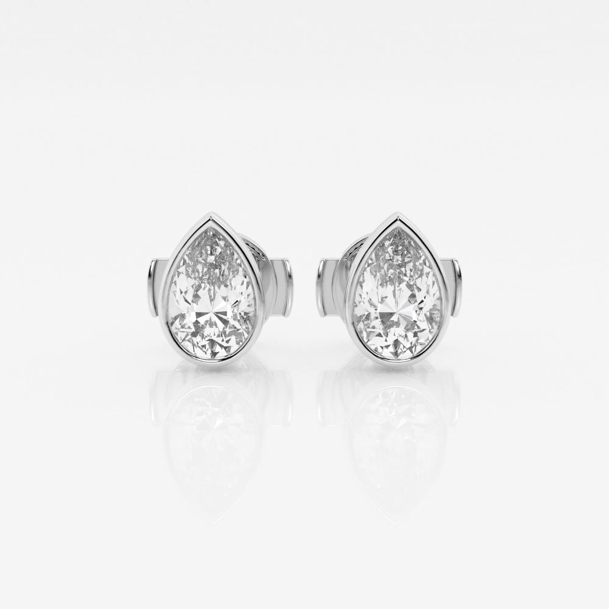 product video for 1 ctw Pear Lab Grown Diamond Bezel Set Solitaire Stud Earrings