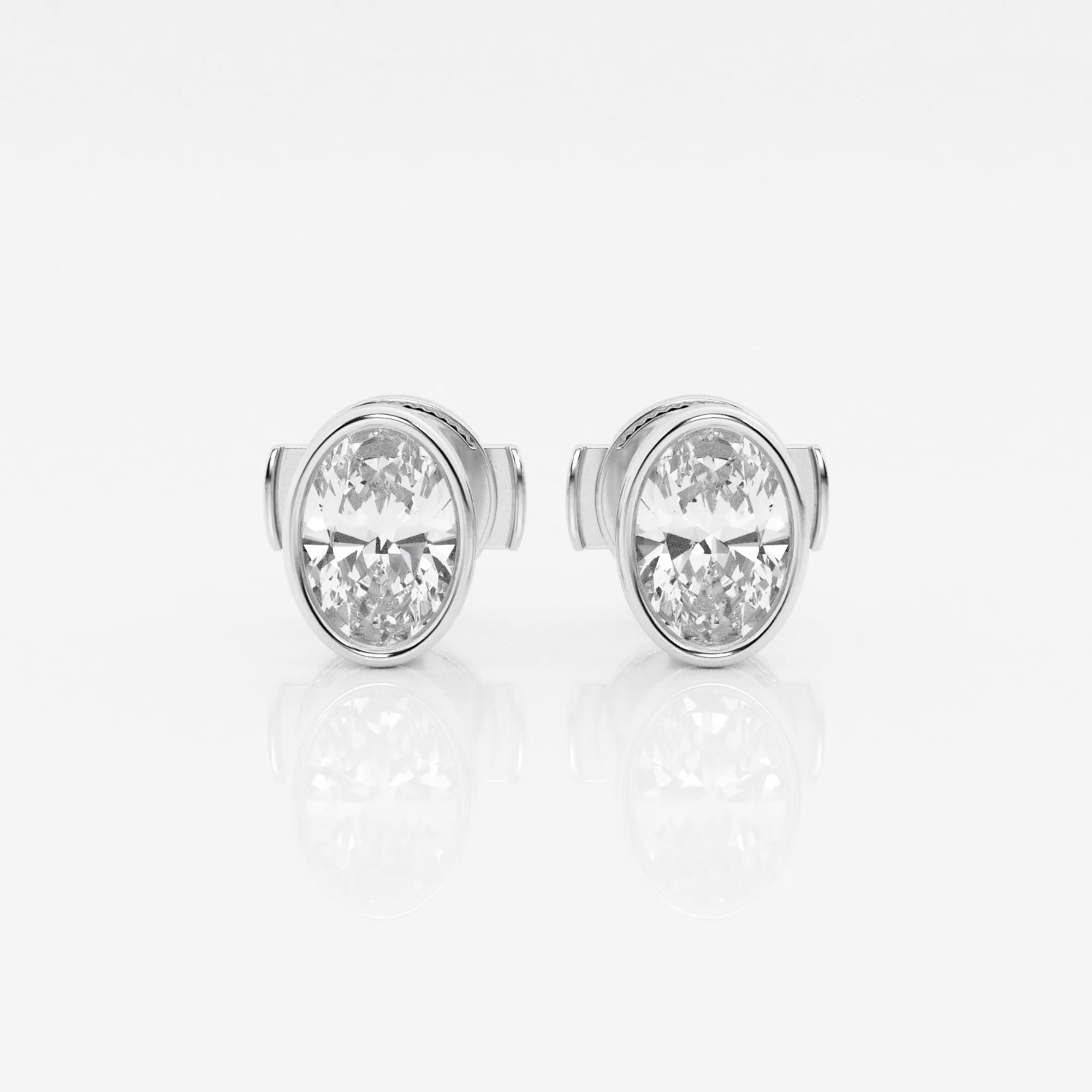 product video for 1 ctw Oval Lab Grown Diamond Bezel Set Solitaire Stud Earrings