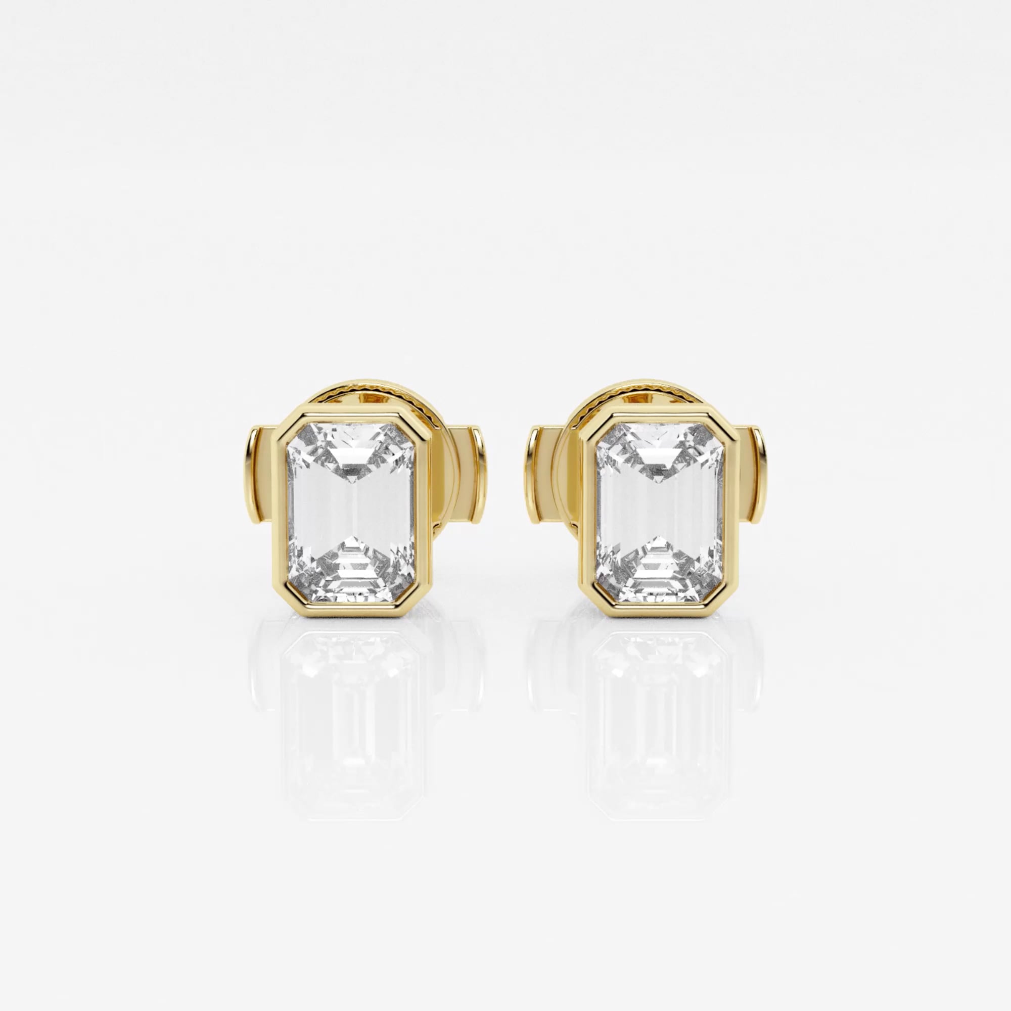 product video for 1 ctw Emerald Lab Grown Diamond Bezel Set Solitaire Stud Earrings