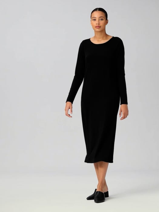 Stretch Jersey Knit Jewel Neck Dress | EILEEN FISHER