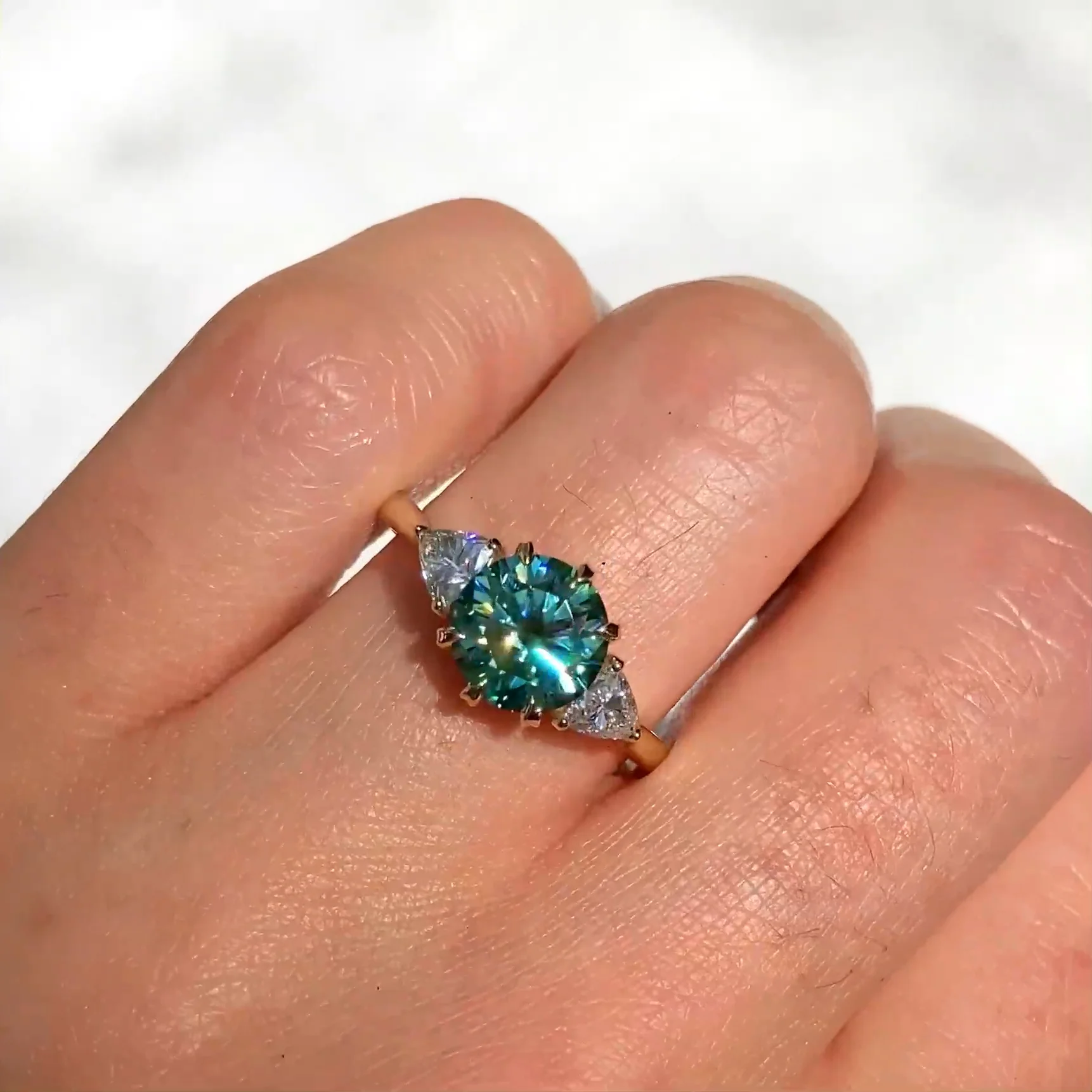 Magnolia | Teal Moissanite Ring (1.92ctw) | Kristin Coffin Jewelry