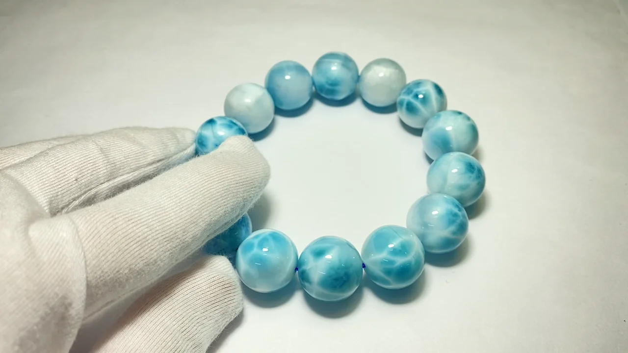 【１点物】AAA+☆くっきり亀甲模様 ✨ラリマー　9-9.5mm　ブレスレット 1点物】AAA+☆くっきり亀甲模様 ラリマー 9-9.5mm ブレスレット