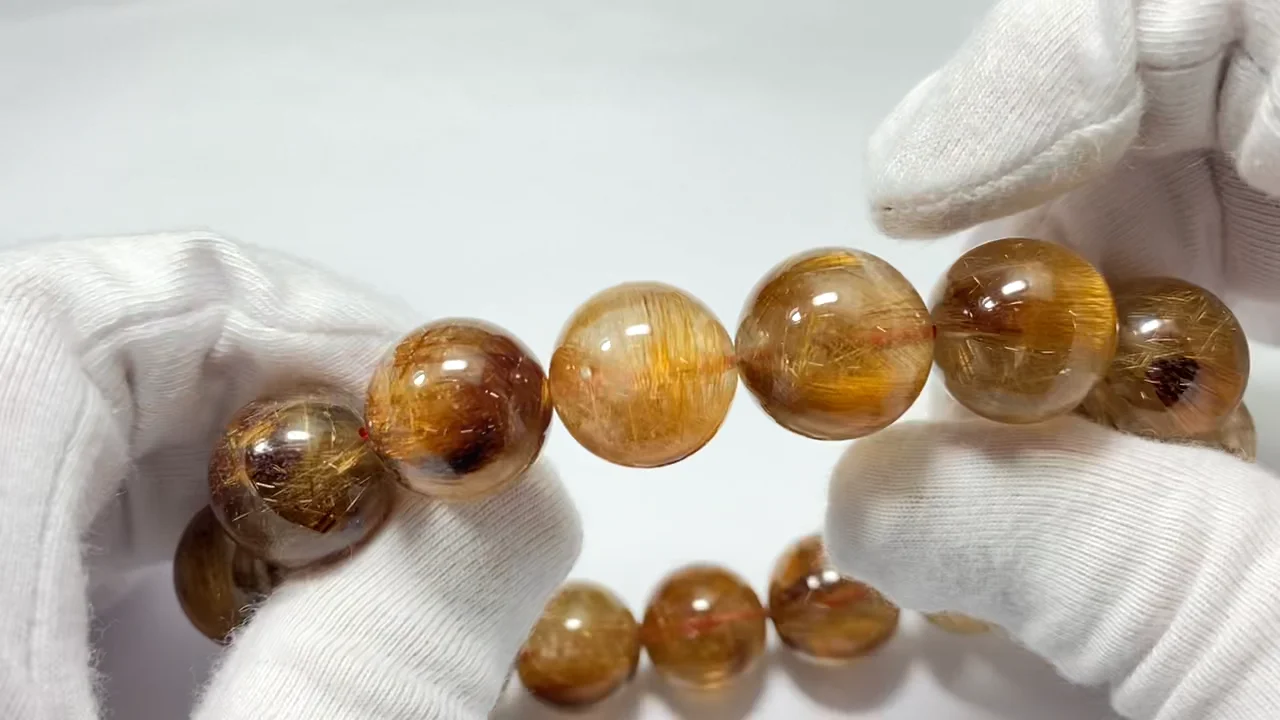 動画】【1点もの】コッパールチルクォーツAAA ラウンド15mm 1連(ブレス