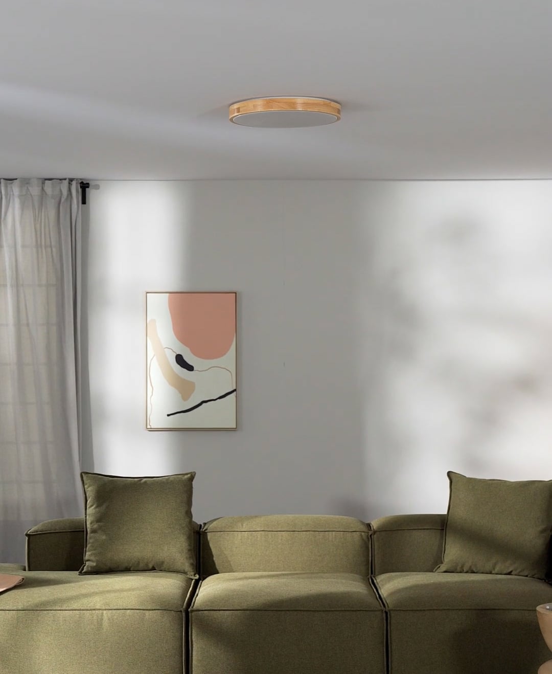 Dimmbare LED-Deckenleuchte Slimline aus Holz mit Fernbedienung | Westwing