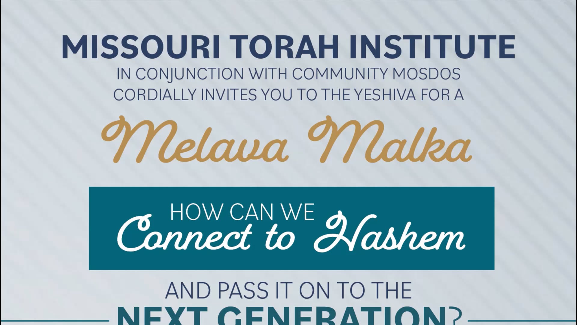 Rav Noach Orlowek and Rabbi Avrohom Stulberger- How can we connect to Hashem and pass it on to the next generation?