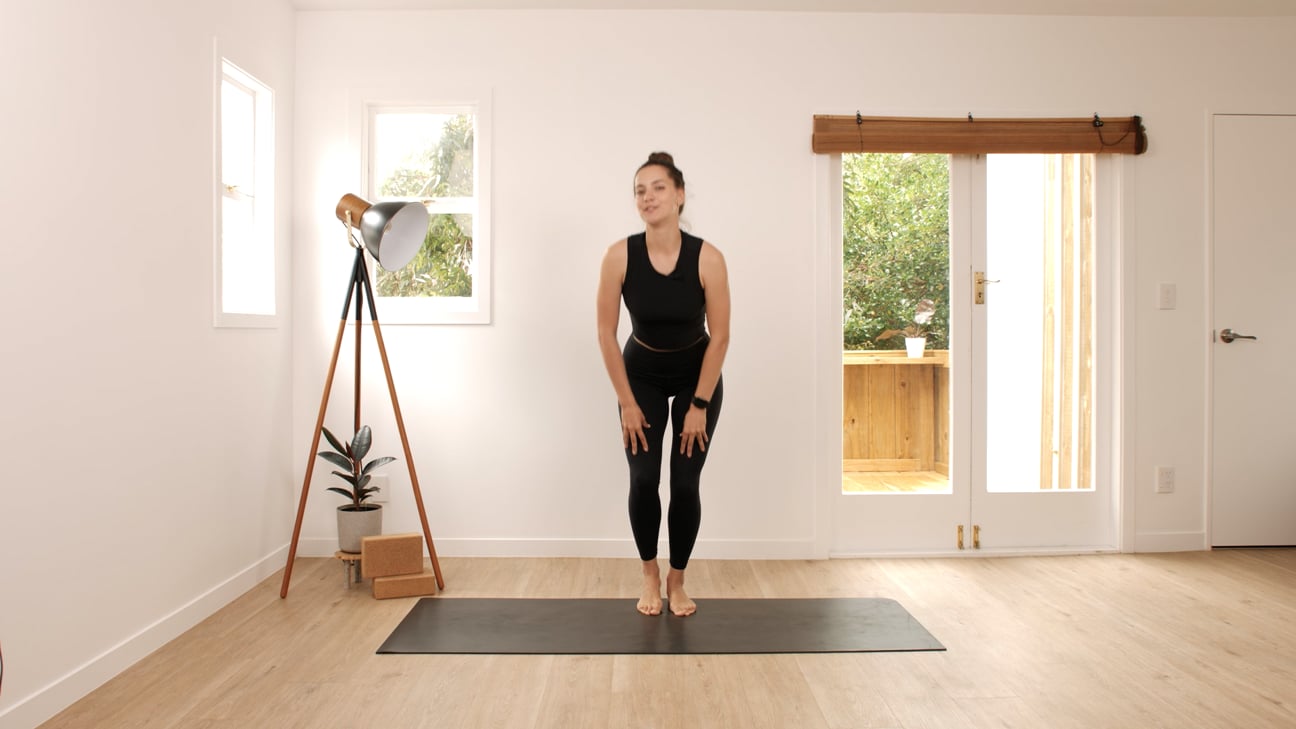 Sun Salutation, Chair, Standing Forward Fold, Plank, Upward Facing Dog, Downward Facing Dog, Warrior I, One Legged Dog, High Lunge, Warrior II, Reverse Warrior, Extended Side Angle, Child, Hero Variation, Reclined Butterfly