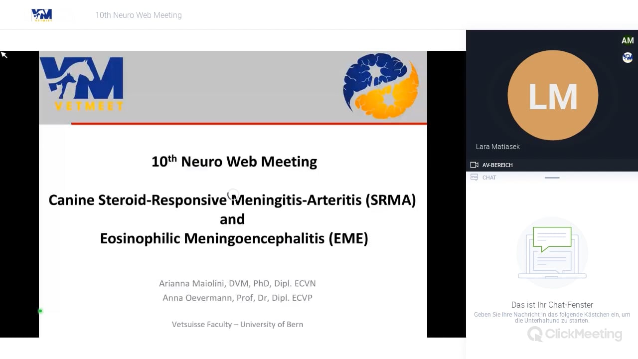 Canine steroid-responsive meningitis-arteritis (SRMA) and eosinophilic meningoencephalitis (EME)  