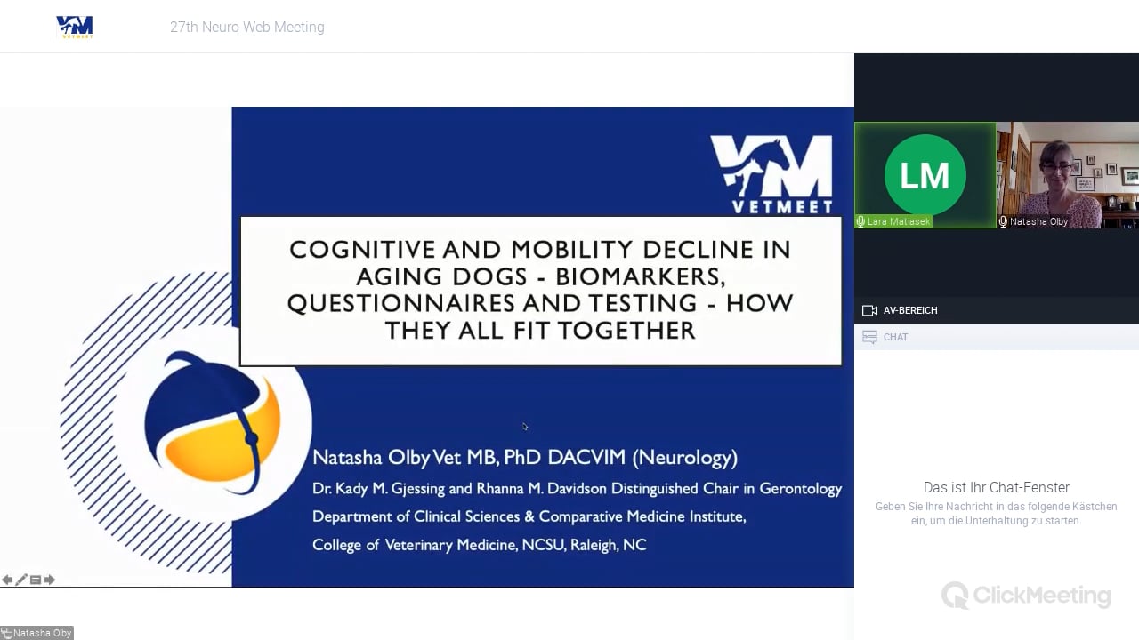 Cognitive and mobility decline in aging dogs - biomarkers, questionnaires and testing - how they all fit together.
