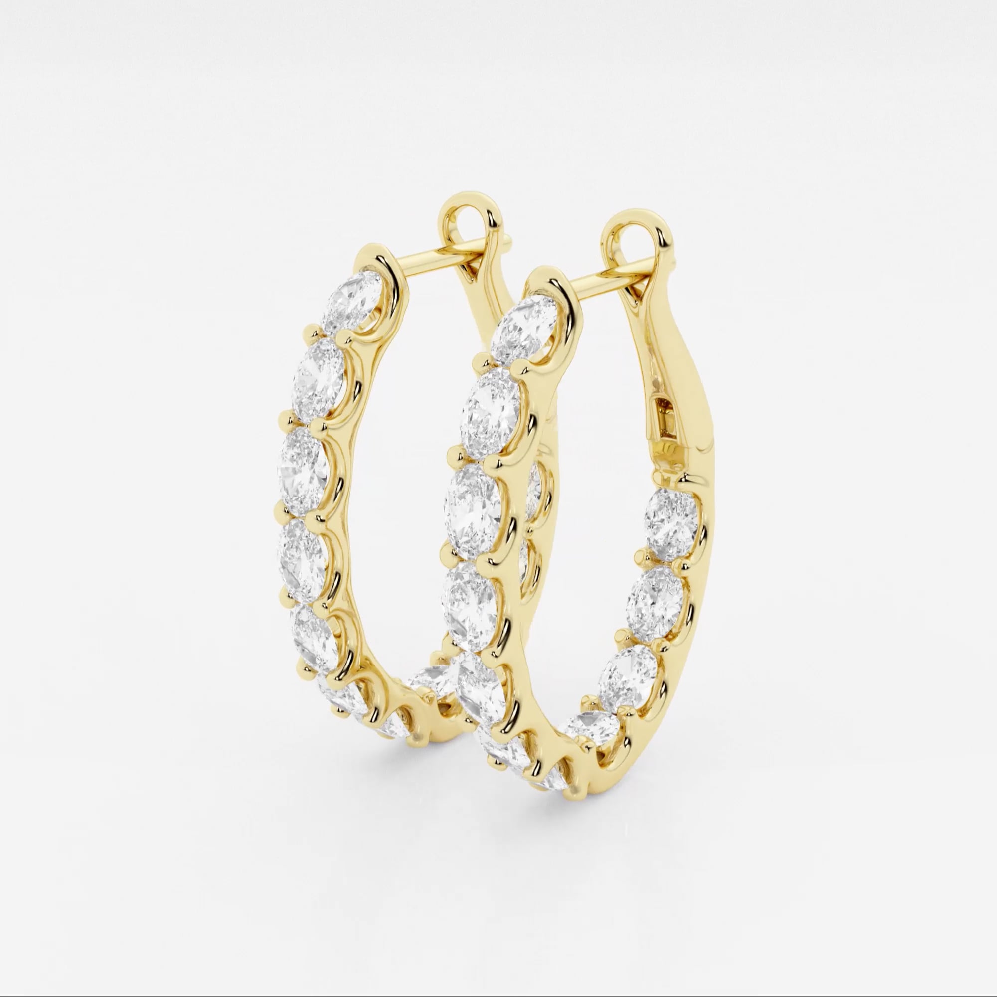product video for 3 ctw Oval Lab Grown Diamond Inside Out Hoop Earrings