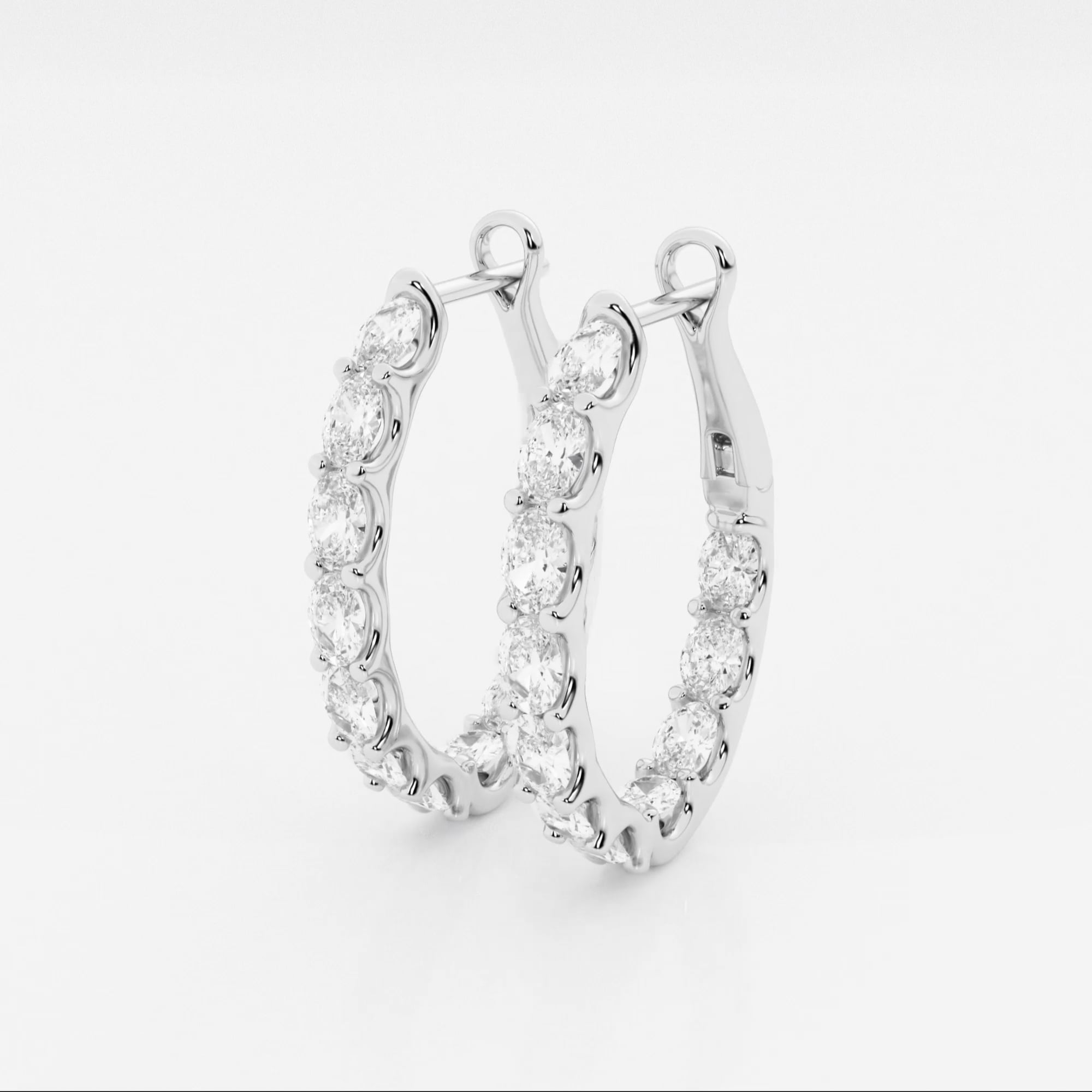 product video for 3 ctw Oval Lab Grown Diamond Inside Out Hoop Earrings