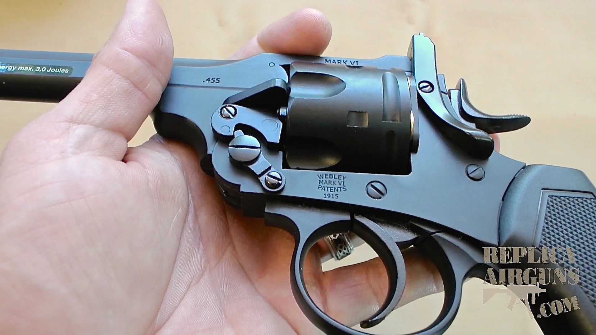 Webley MKVI .455 CO2 Shell Loading BB Revolver Table Top Review on Vimeo