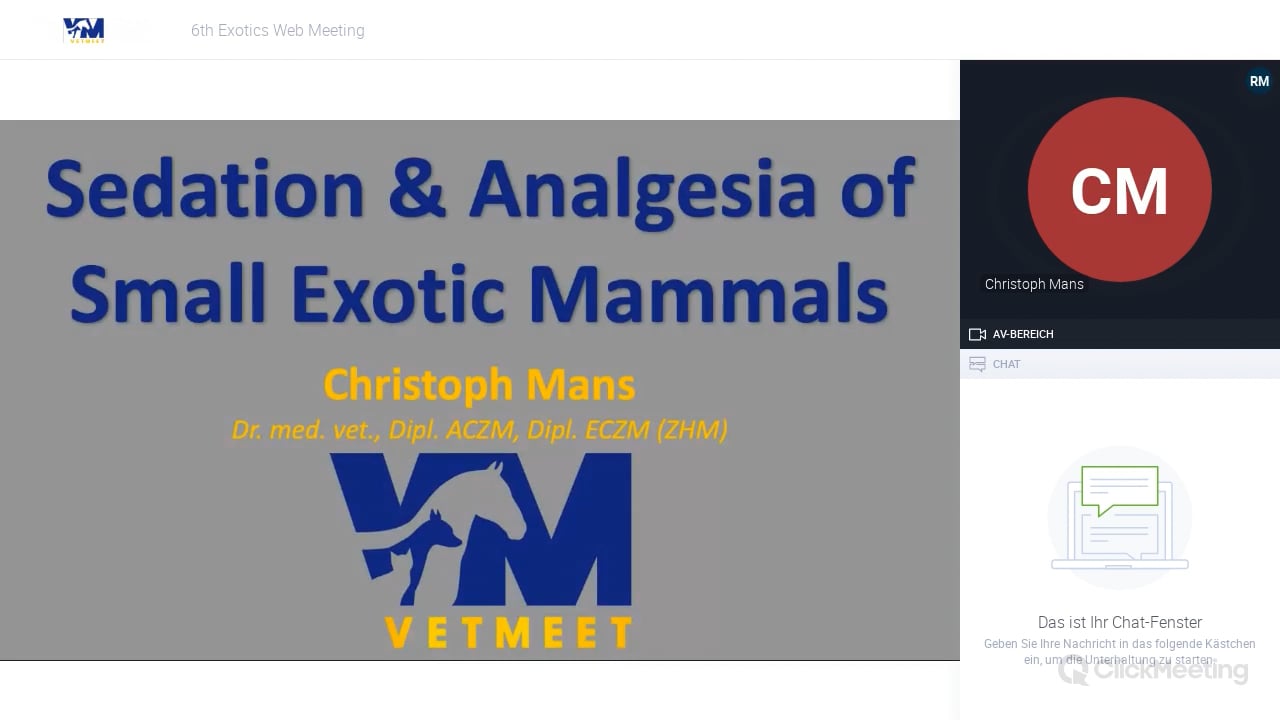 Sedation and analgesia of small exotic mammals