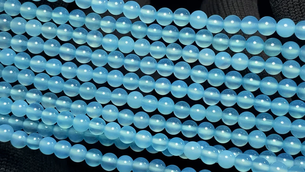 シーブルーカルセドニー ラウンド4mm ｜天然石ビーズの卸問屋