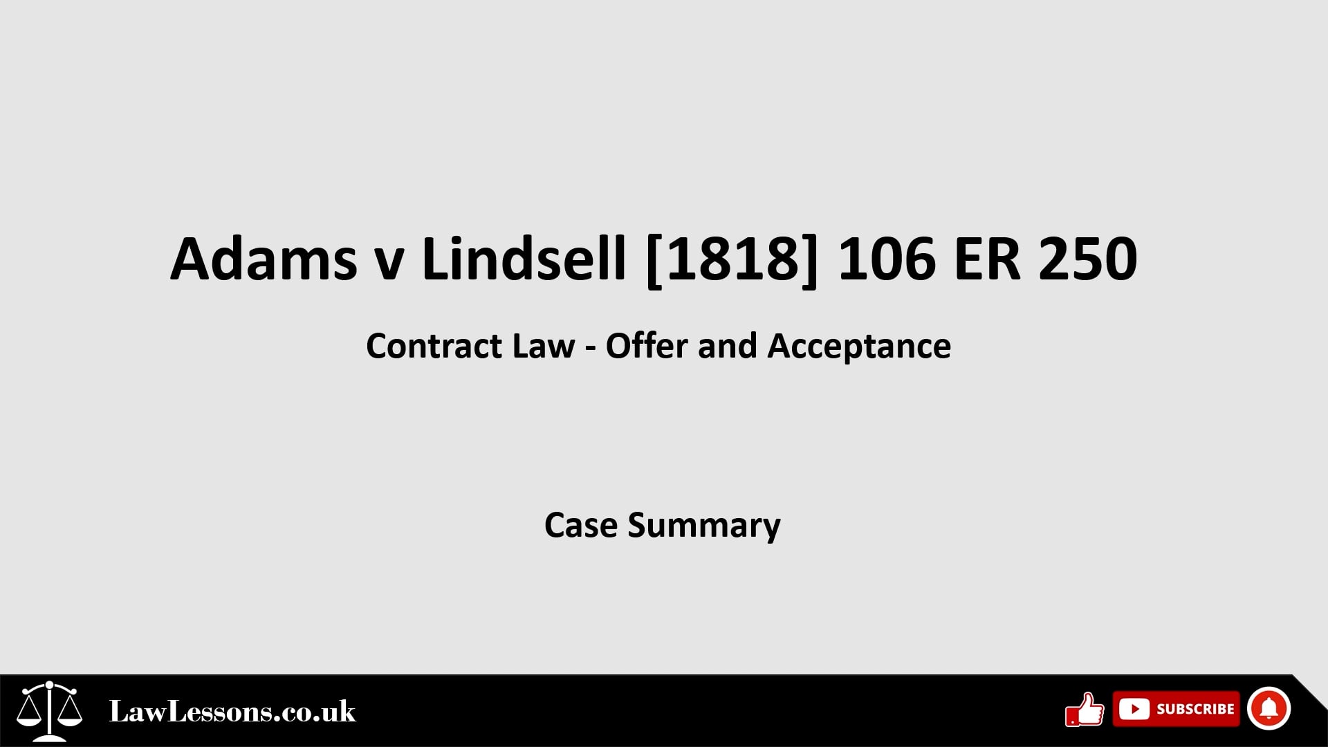 Adams V Lindsell (1818) 106 ER 250 On Vimeo