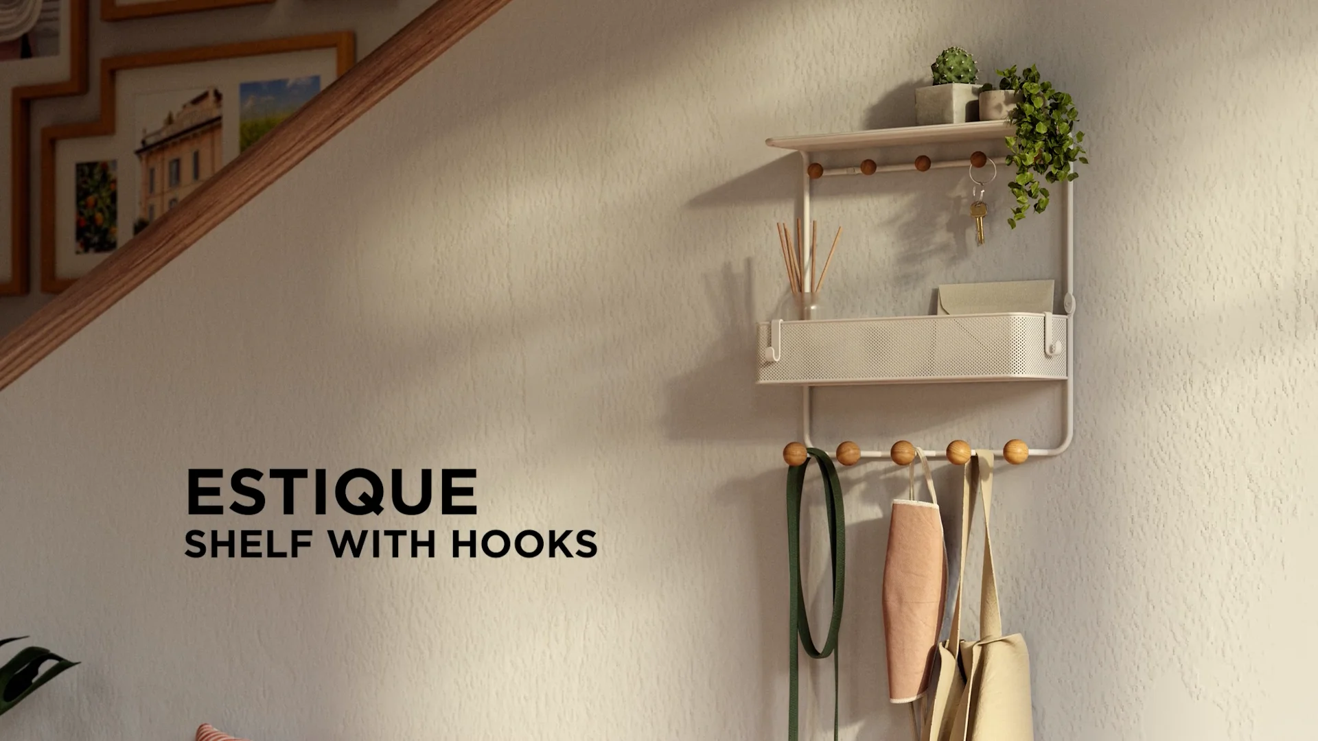 Estique Shelf with Hooks