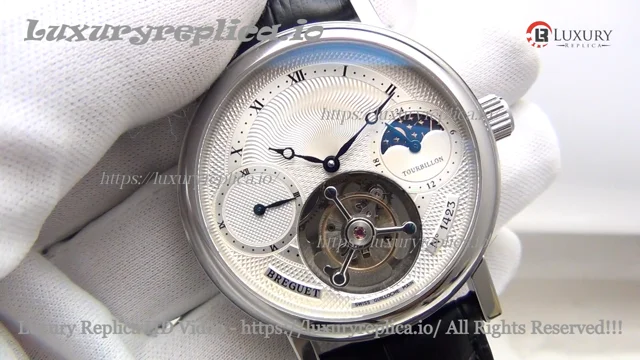 SWISS BREGUET JUBILEE 1423 TOURBILLON WHITE DIAL BLACK LEATHER STRAP