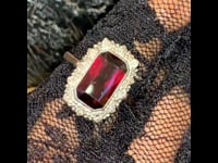 Garnet, Diamond, 9ct, Platinum Ring  8442-7065